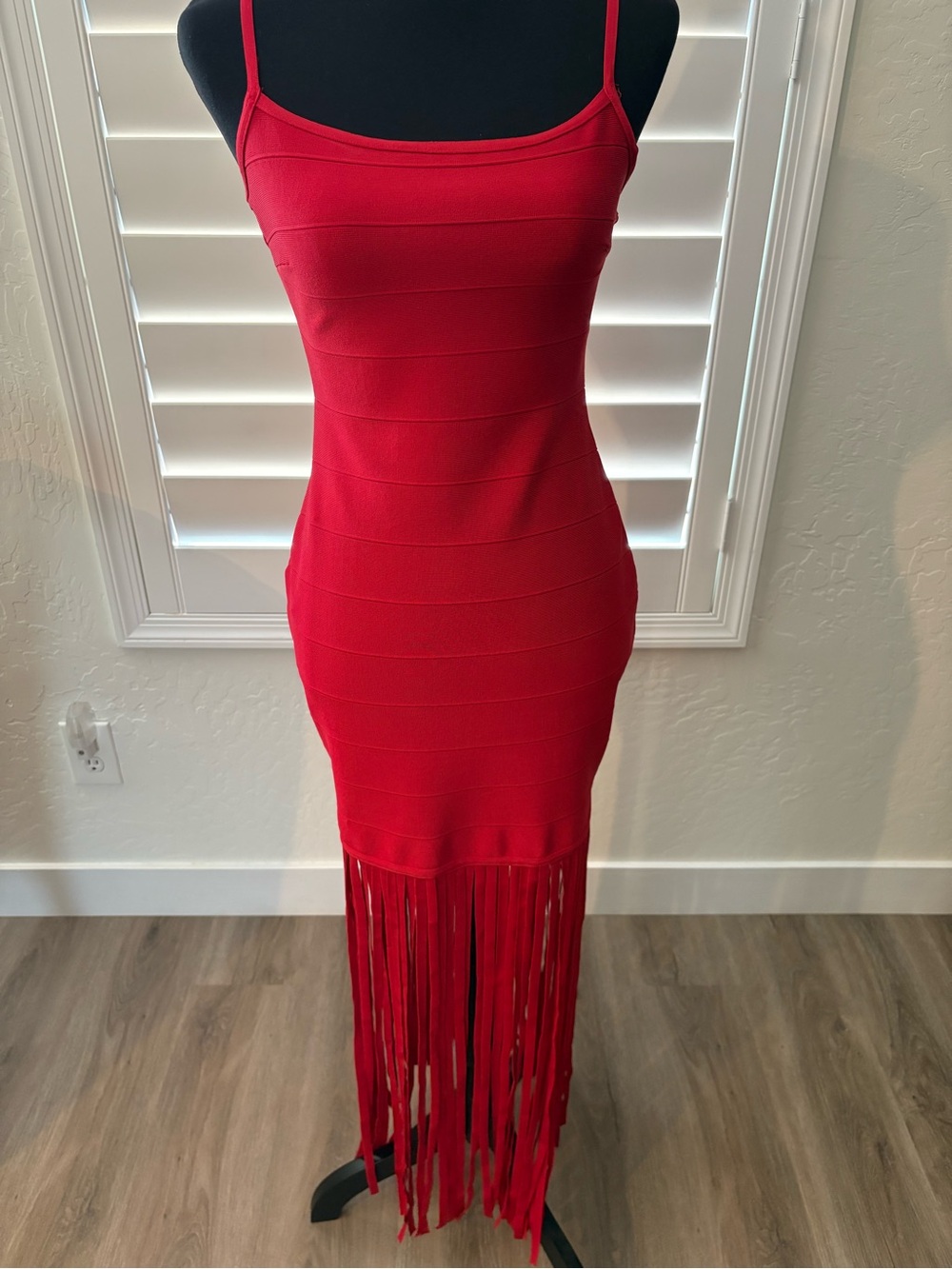 Lulu's Red Fringe Maxi Bodycon Dress